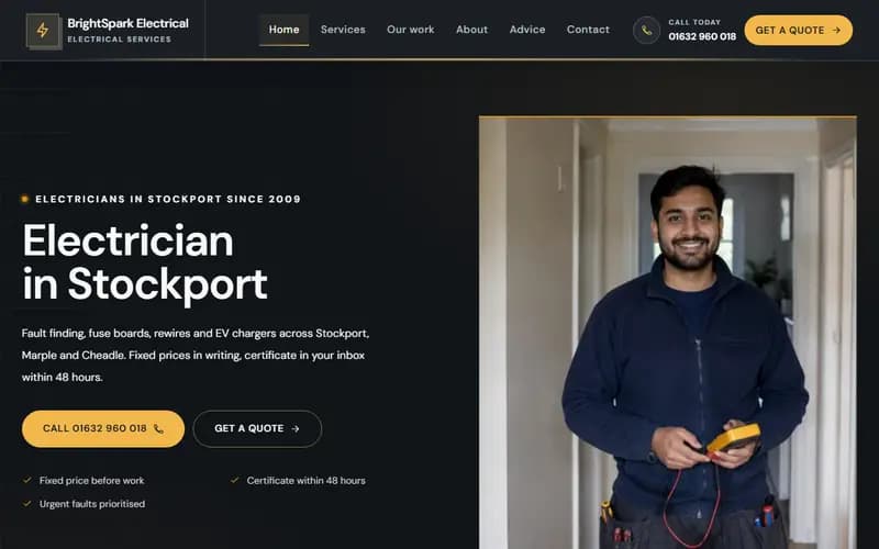 Electrician website design