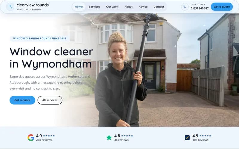 Window cleaning website design